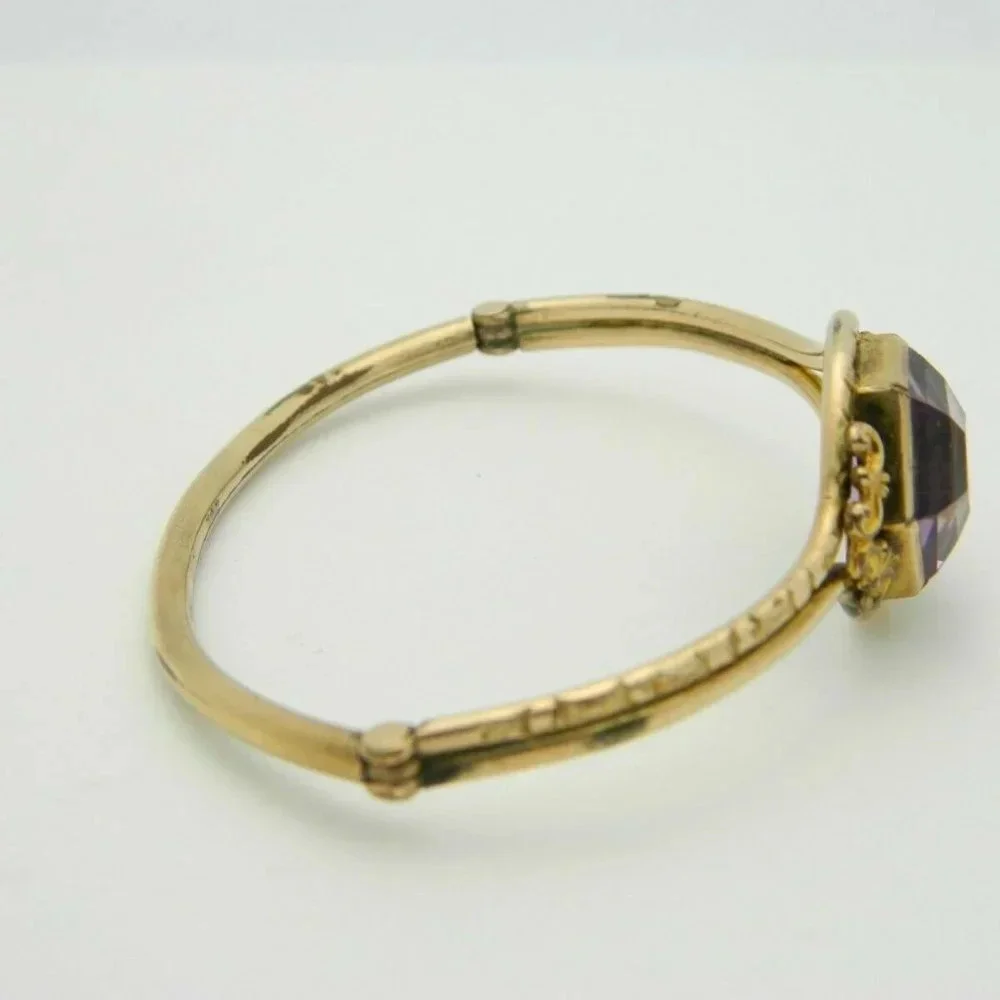 Purple Glass Rhinestone Gold Filled Victorian